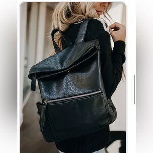 Elegant Black Vegan Leather Backpack from Mindy Mae’s Market Boutique